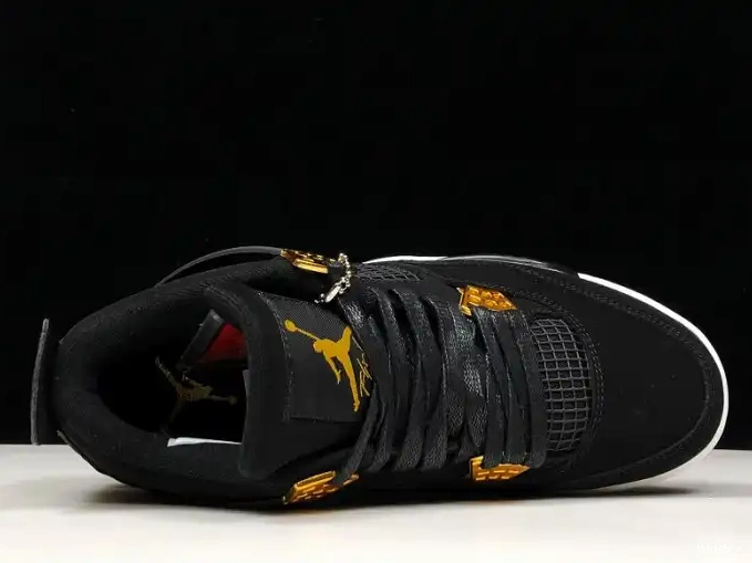 Rep TBkick Gold-White Metallic Air 4 308497-032 Black Jordan Royalty 0513